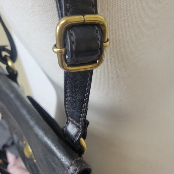 Vtg Fossil Carson Black Leather shoulder crossbody bag - Picture 5 of 10